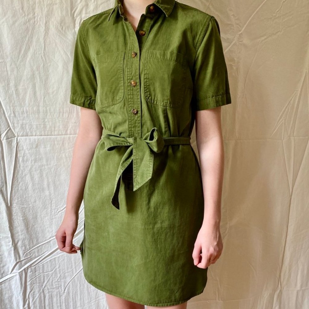 J. Crew Utility Tie Waist Shirt Dress, Size 0